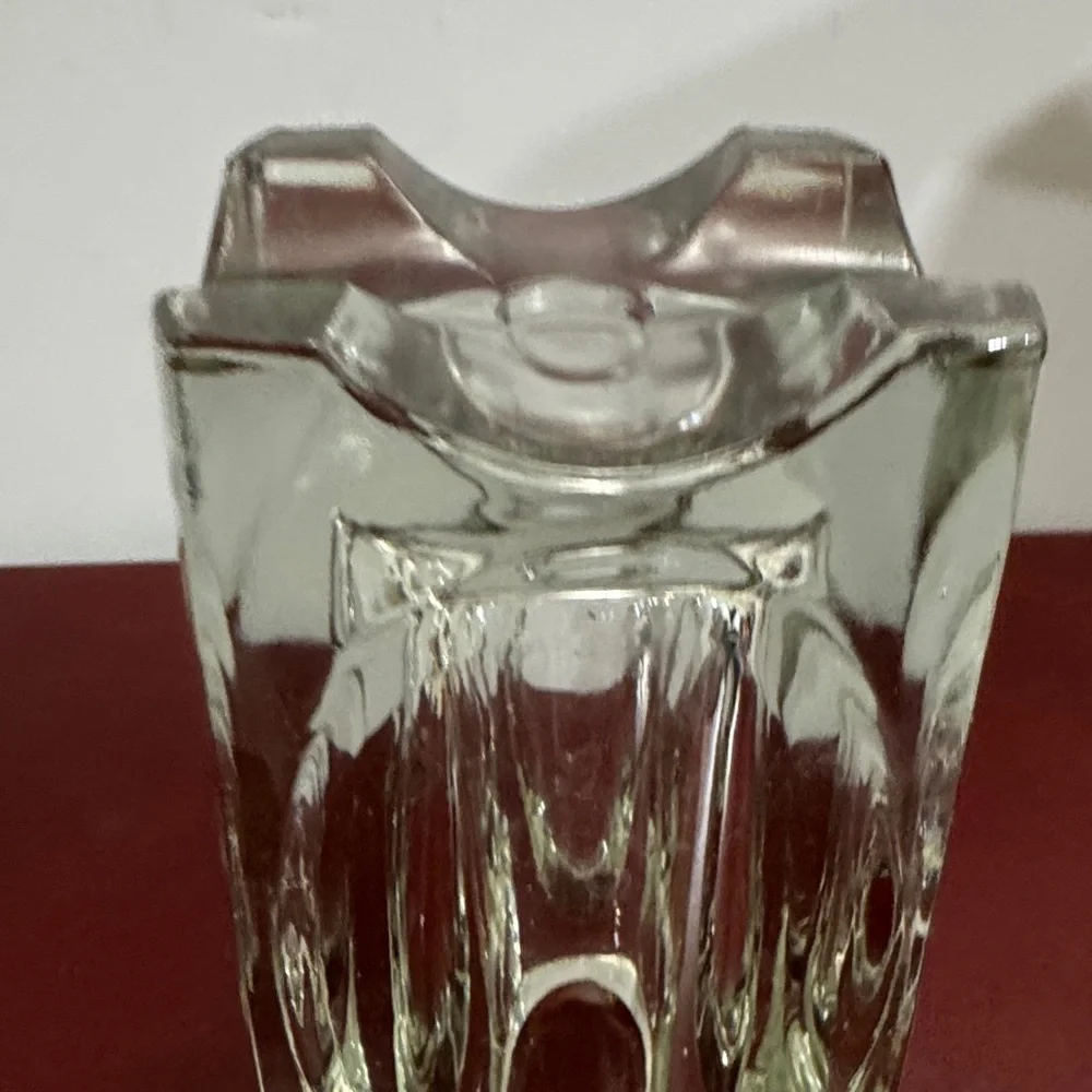 Vintage Bohemia Glass Crystal Clear Vase Art Deco Style Made in Czechoslovakia - Picture 3 of 4